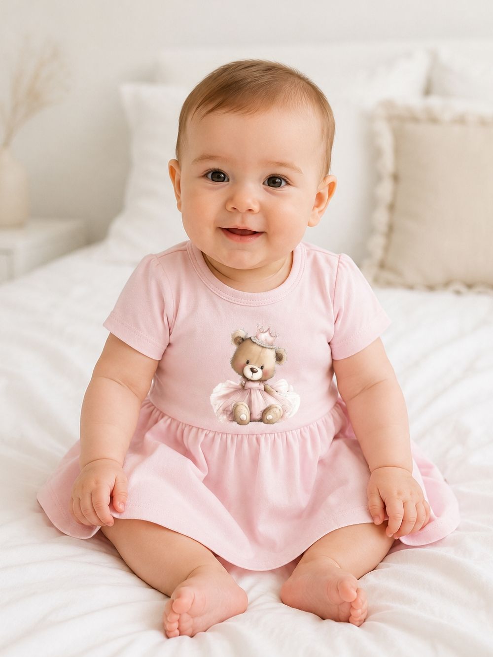 Body šaty pro miminko TEDDY PRINCESS s kratkym rukávem