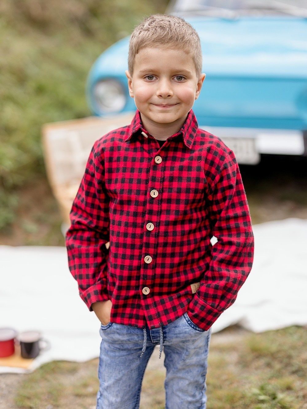 Chlapecká košile flanelová COMFORT s dlouhým rukávem