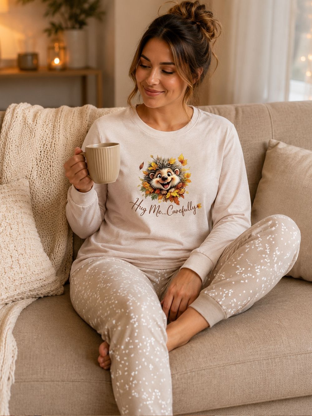 Dámske pyžamo FUNNY HEDGEHOG s dlouhým rukávem