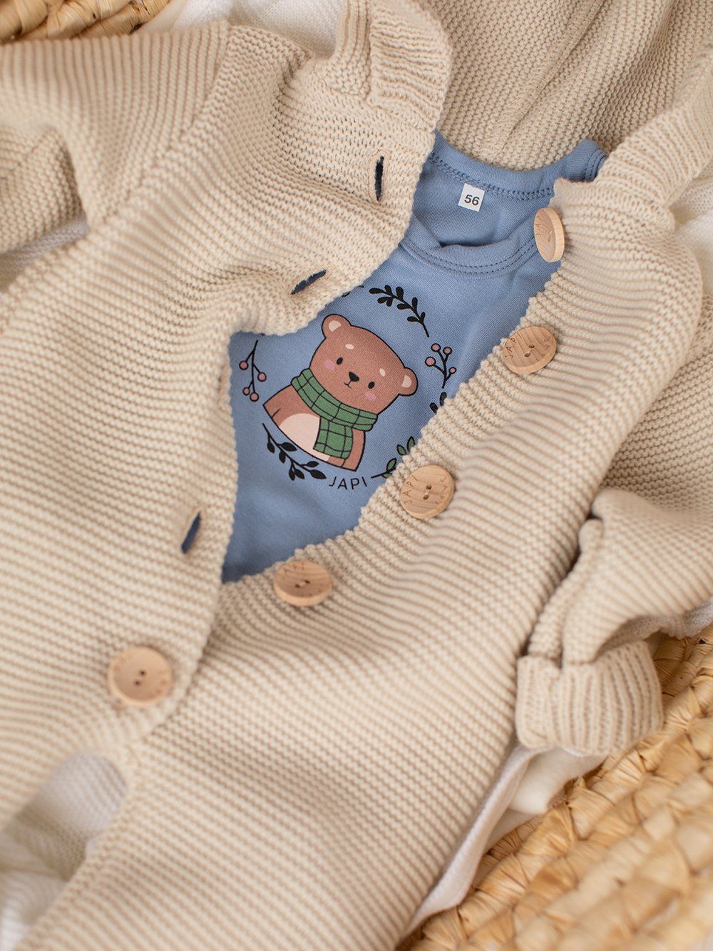 Dětské body LEAVES s dlouhým rukávem