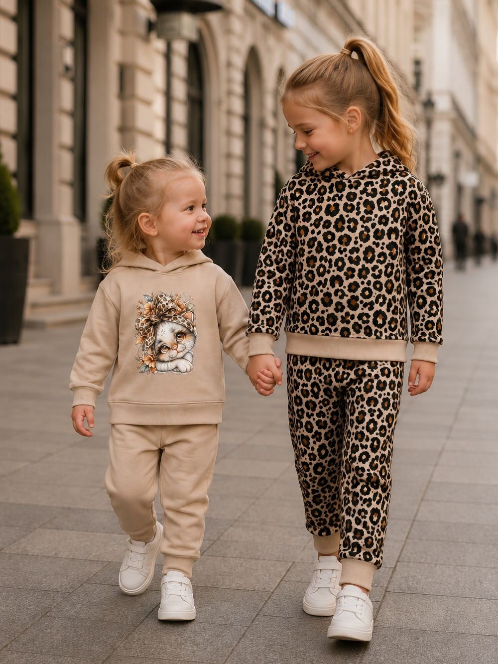 Dívčí mikina s kapucí 1F LEOPARD