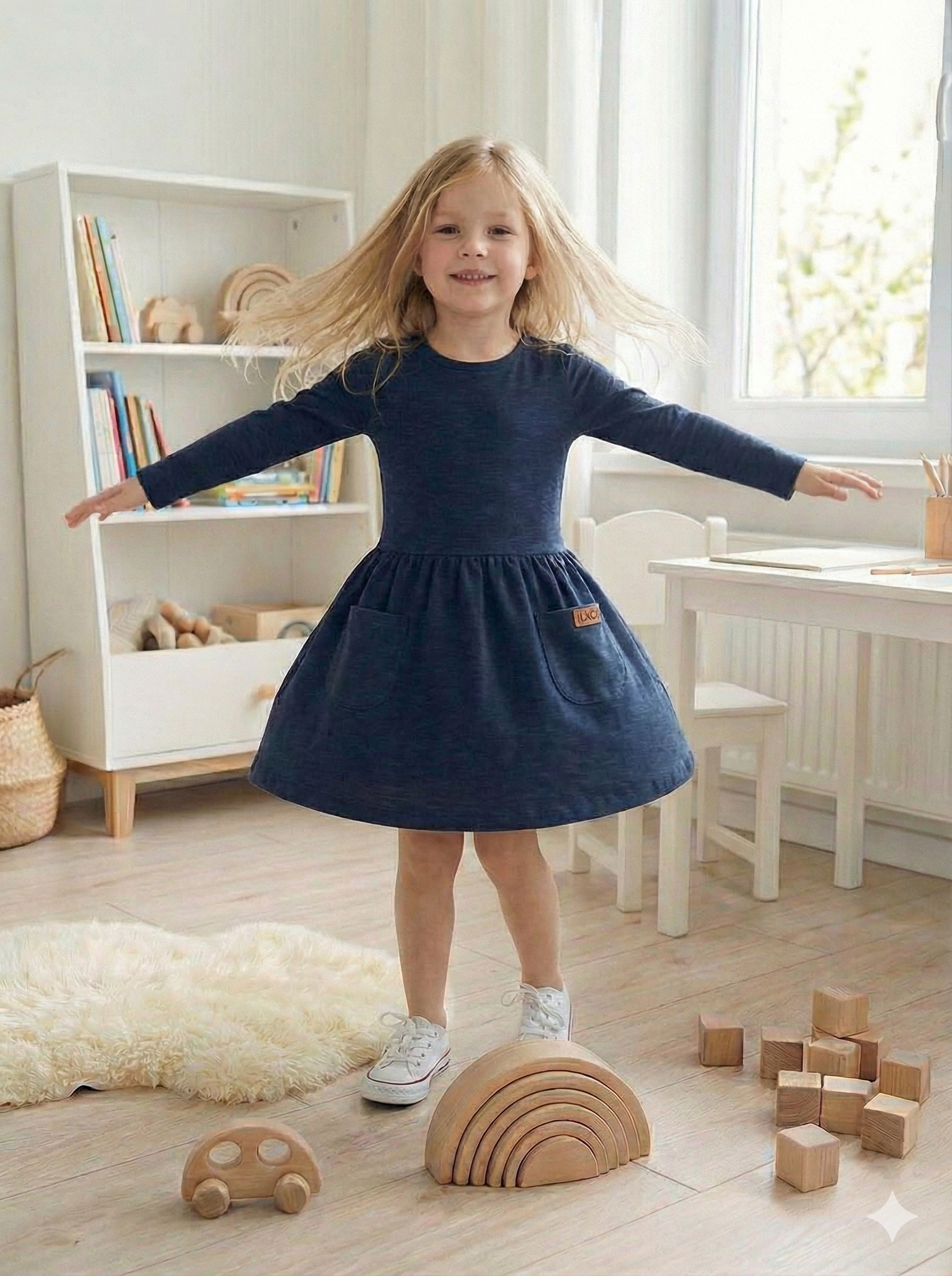 Dívčí šaty 1F GIRLS COLORS s dlouhým rukávem