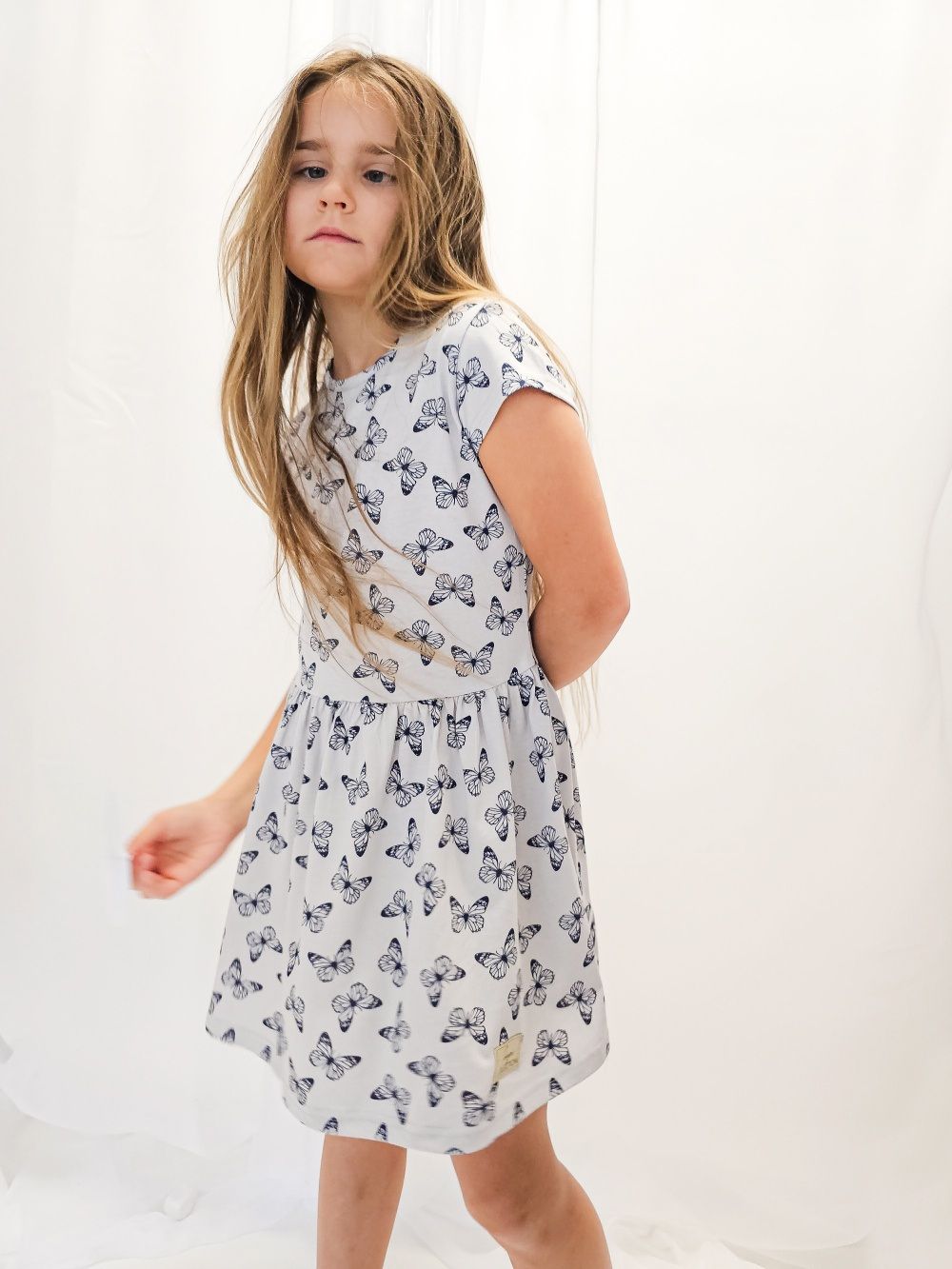 Dívčí šaty bavlněné BUTTERRFLY s krátkym rukávem