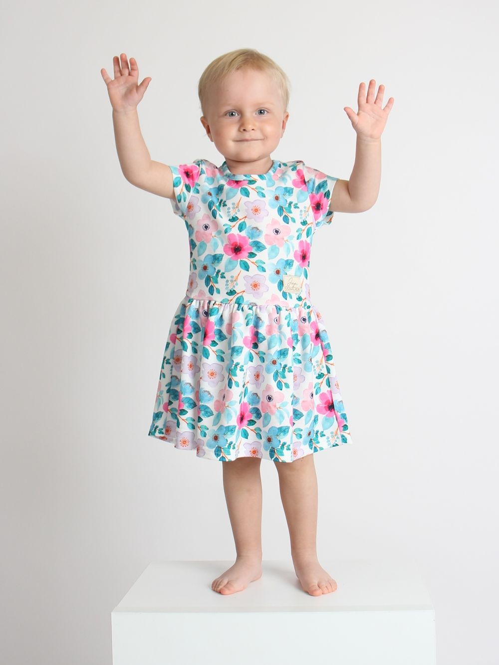 Dívčí šaty bavlněné FLORA s krátkym rukávem