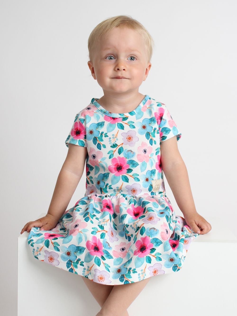Dívčí šaty bavlněné FLORA s krátkym rukávem