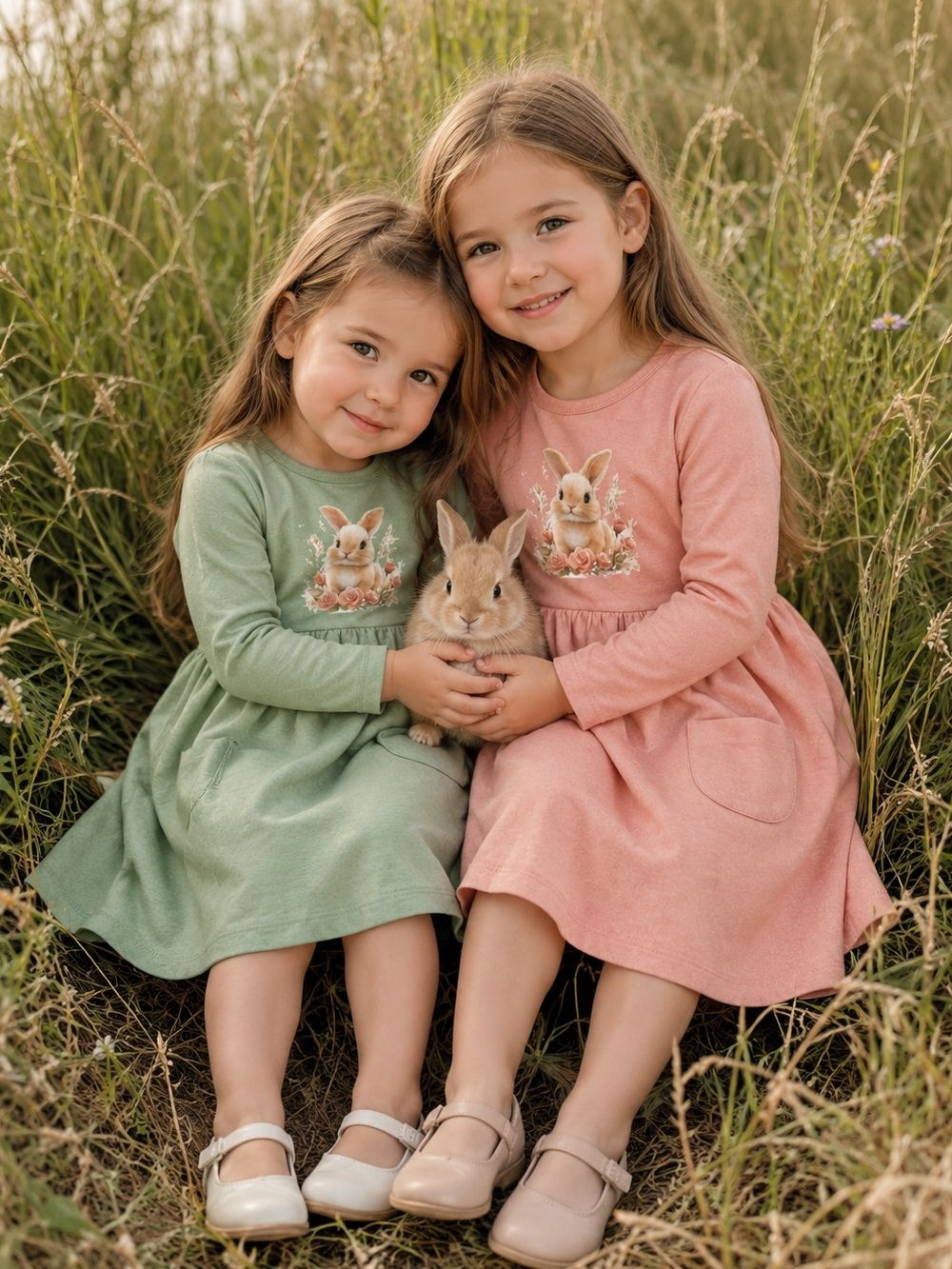 Dívčí šaty BUNNY and ROSES s dlouhým rukávem