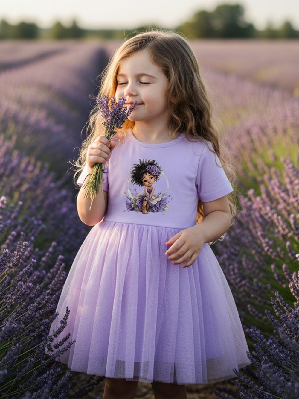 Dívčí šaty tyl GIRL and LAVENDER s krátkým rukávem
