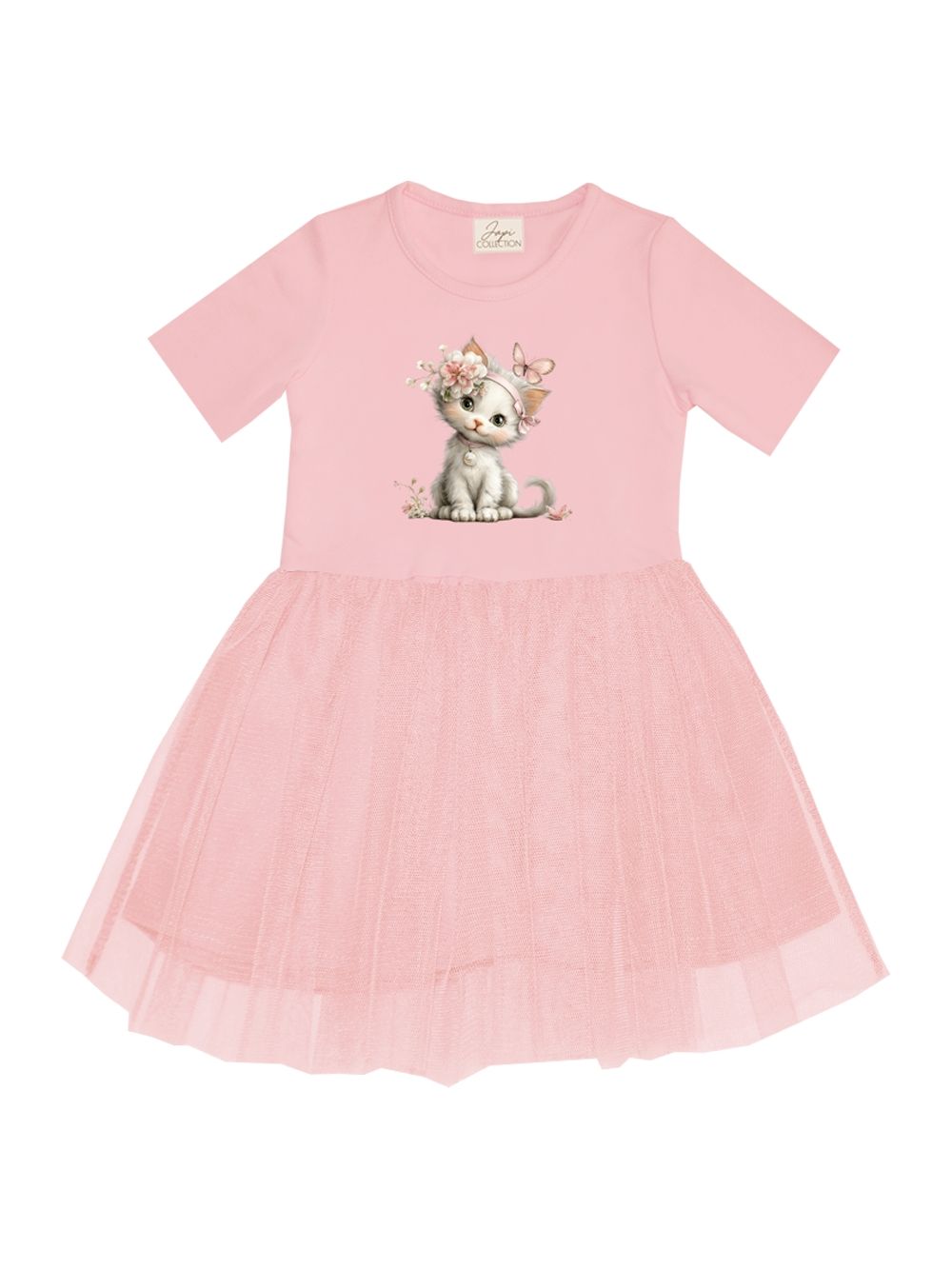 Dívčí šaty tyl SWEET CAT s krátkým rukávem