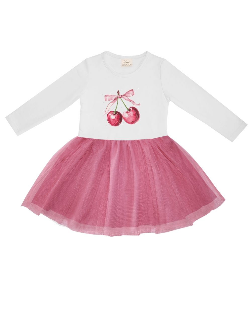 Dívčí šaty tyl SWEET CHERRY s dlouhým rukávem