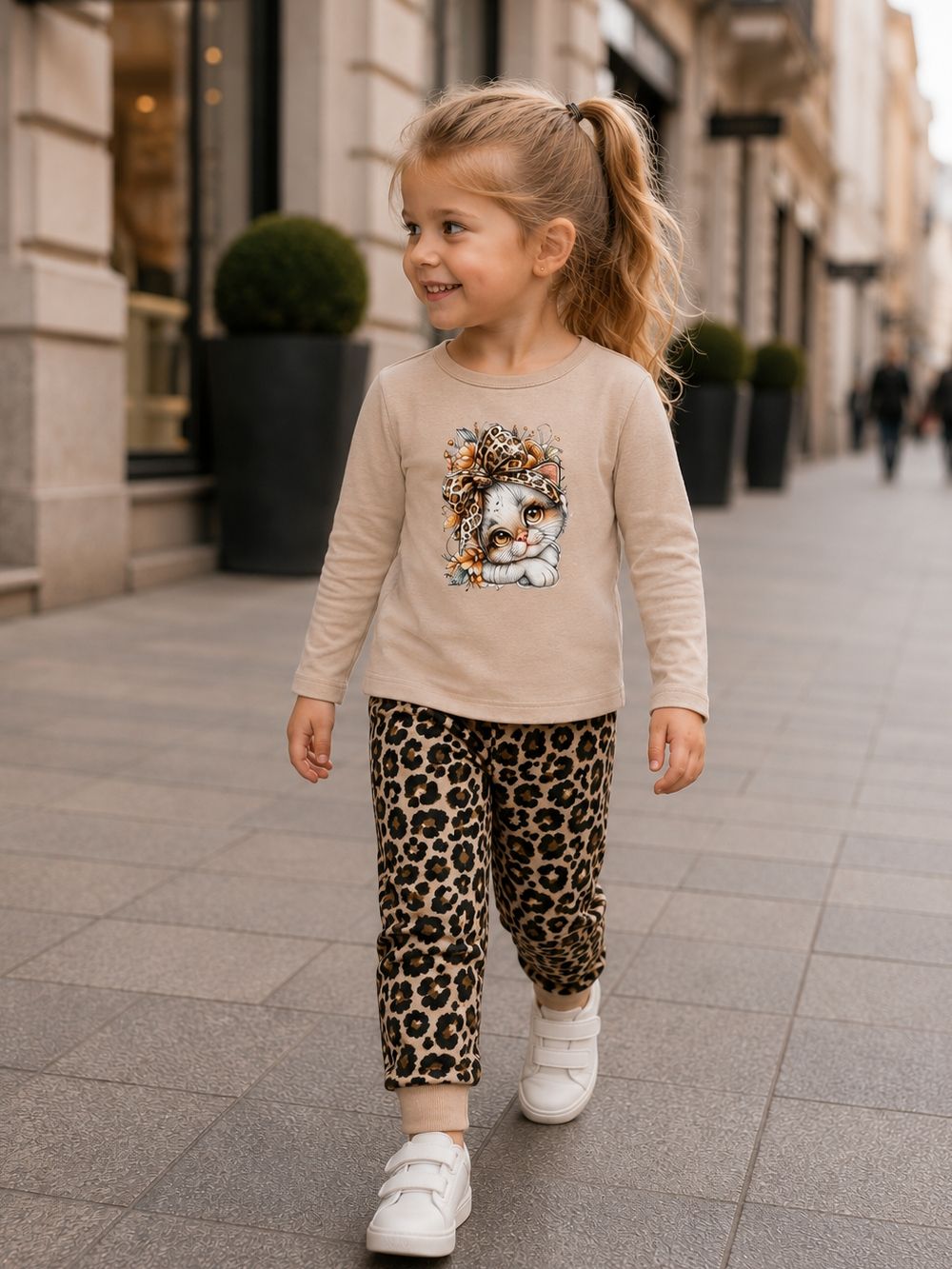 Dívčí tričko 1F LEOPARD s dlouhým rukávem