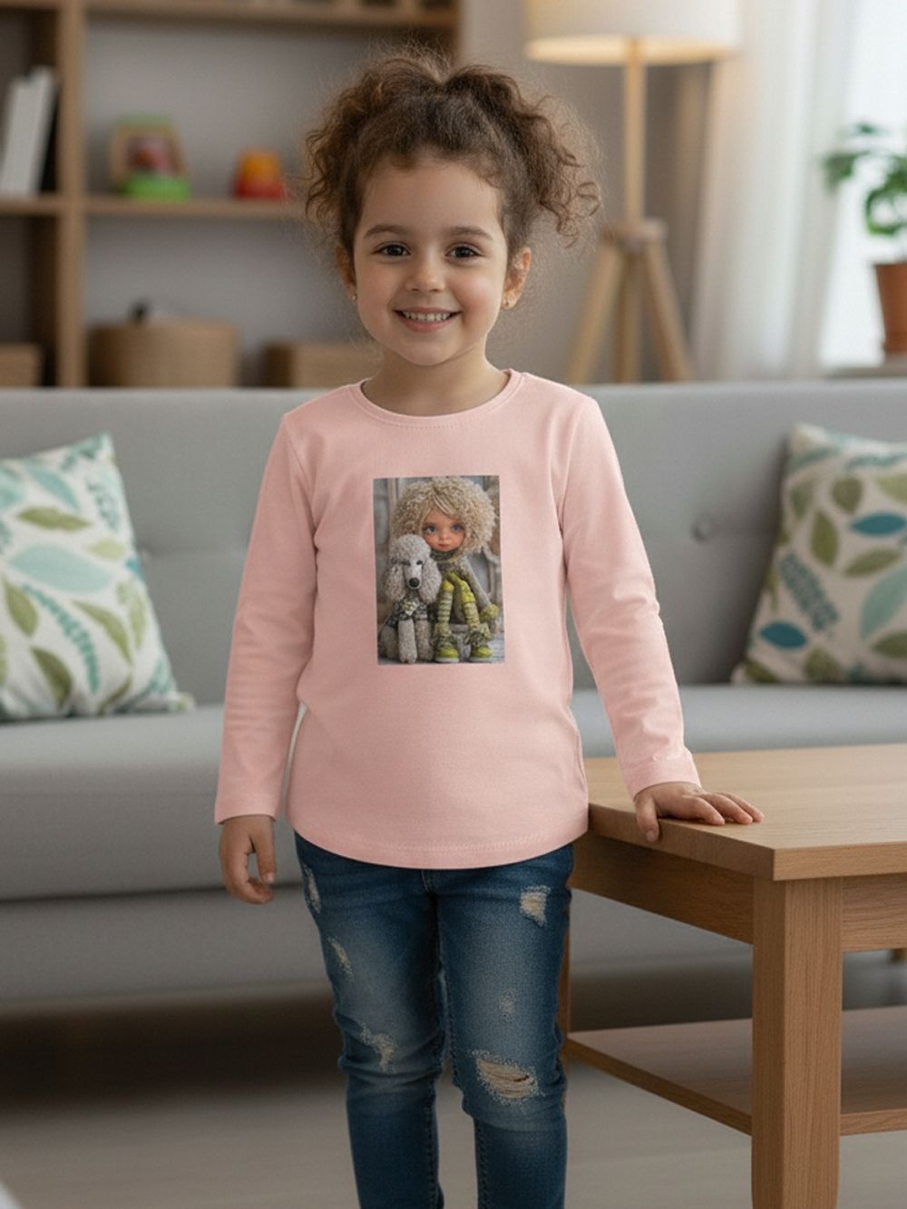 Dívčí tričko GIRL and DOG s dlouhým rukávem