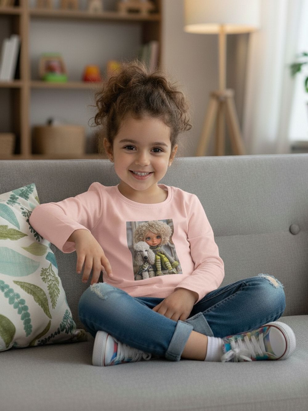 Dívčí tričko GIRL and DOG s dlouhým rukávem