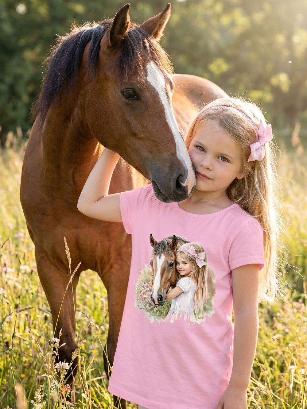 Dívčí tričko HORSE and GIRL s krátkym rukávem