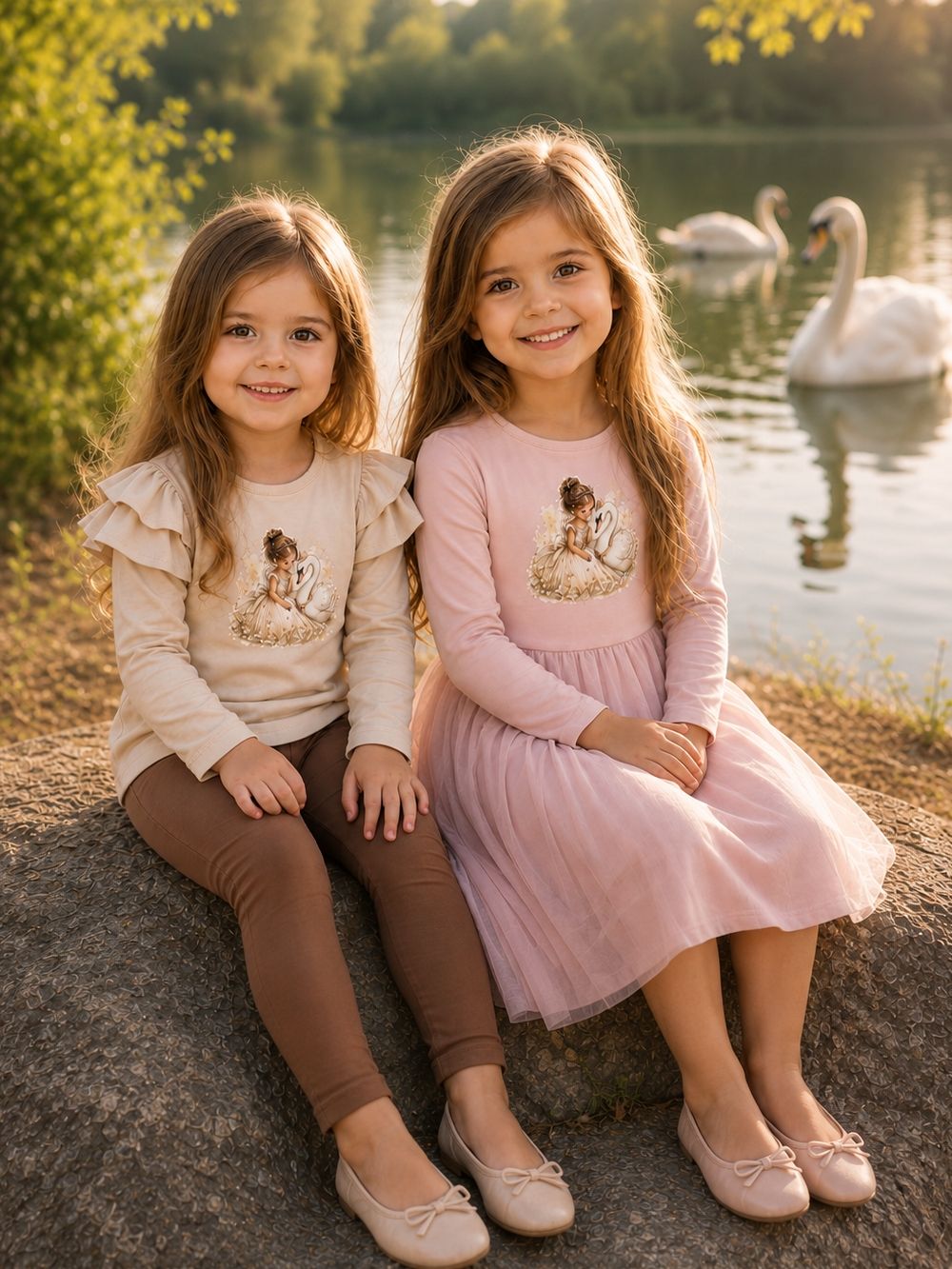Dívčí tričko  SWAN and PRINCESS s dlouhým rukávem