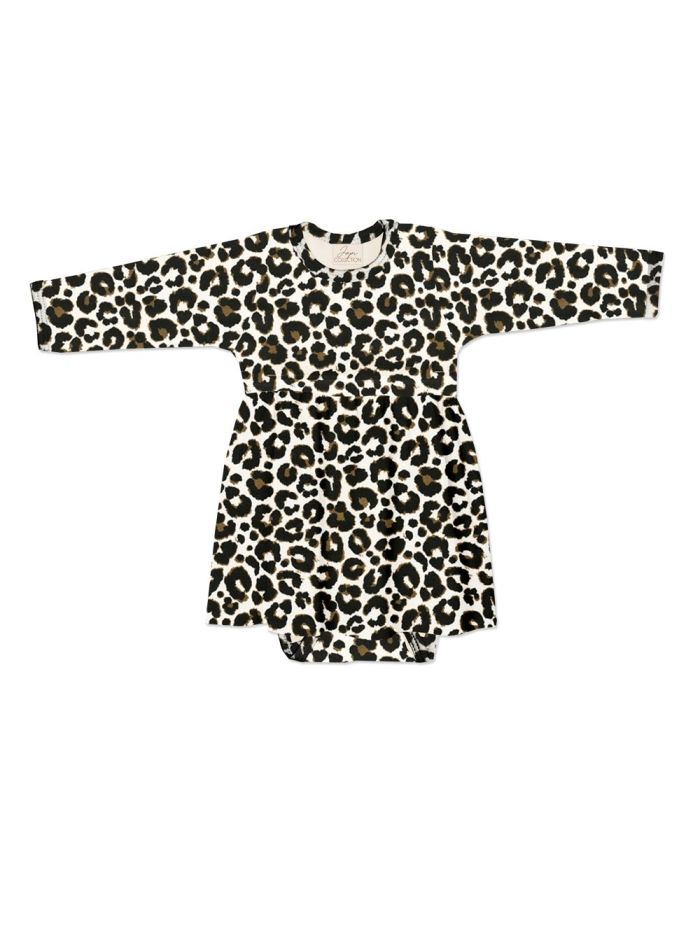 Body šaty pro miminko LEOPARD s dlouhým rukávem