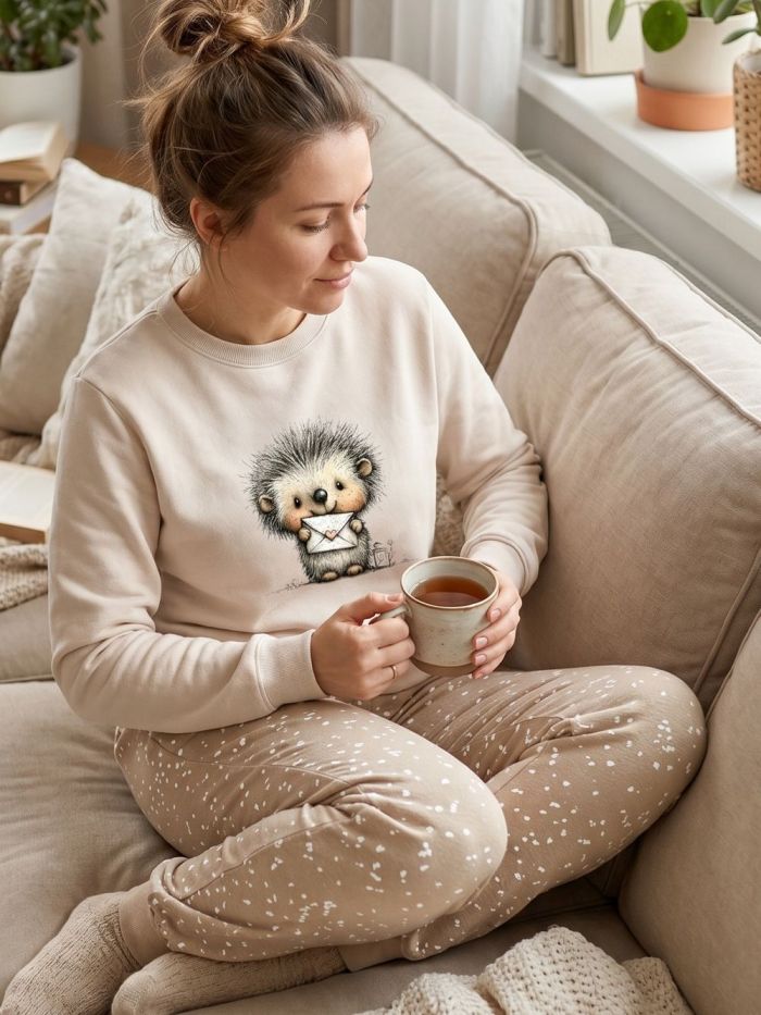 Dámske pyžamo LOVELY HEDGEHOG s dlouhým rukávem