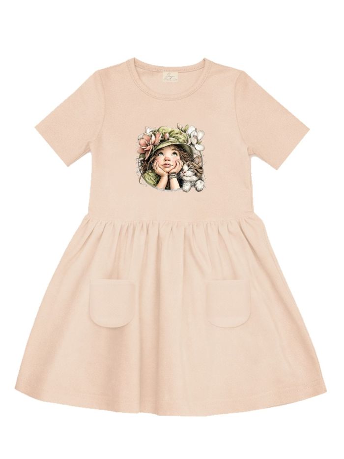 Dívčí šaty GIRL and CAT s krátkym rukávem