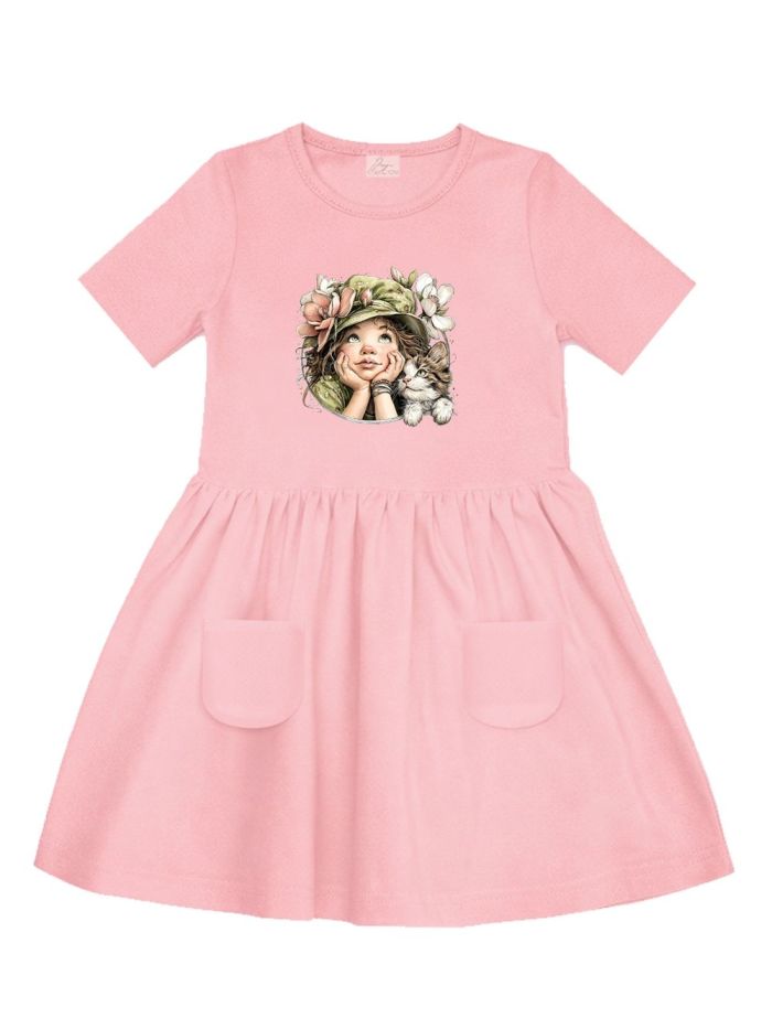 Dívčí šaty GIRL and CAT s krátkym rukávem