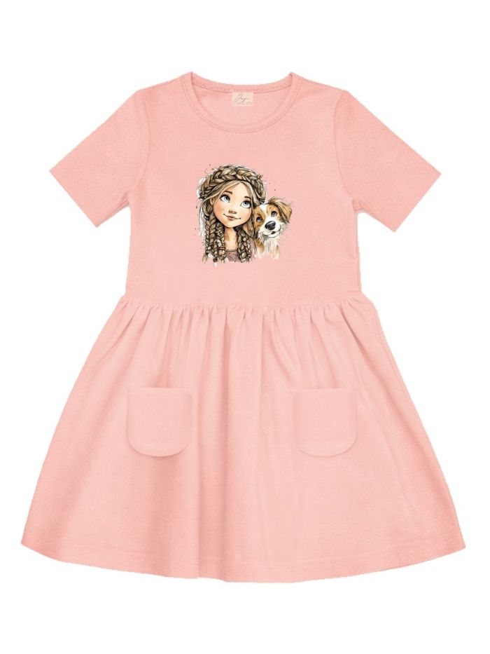 Dívčí šaty GIRL and DOG s krátkym rukávem