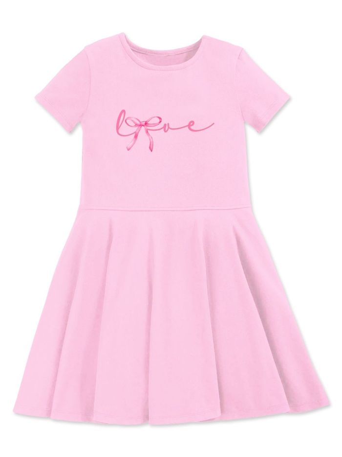 Dívčí šaty LOVE RIBBON s krátkym rukávem