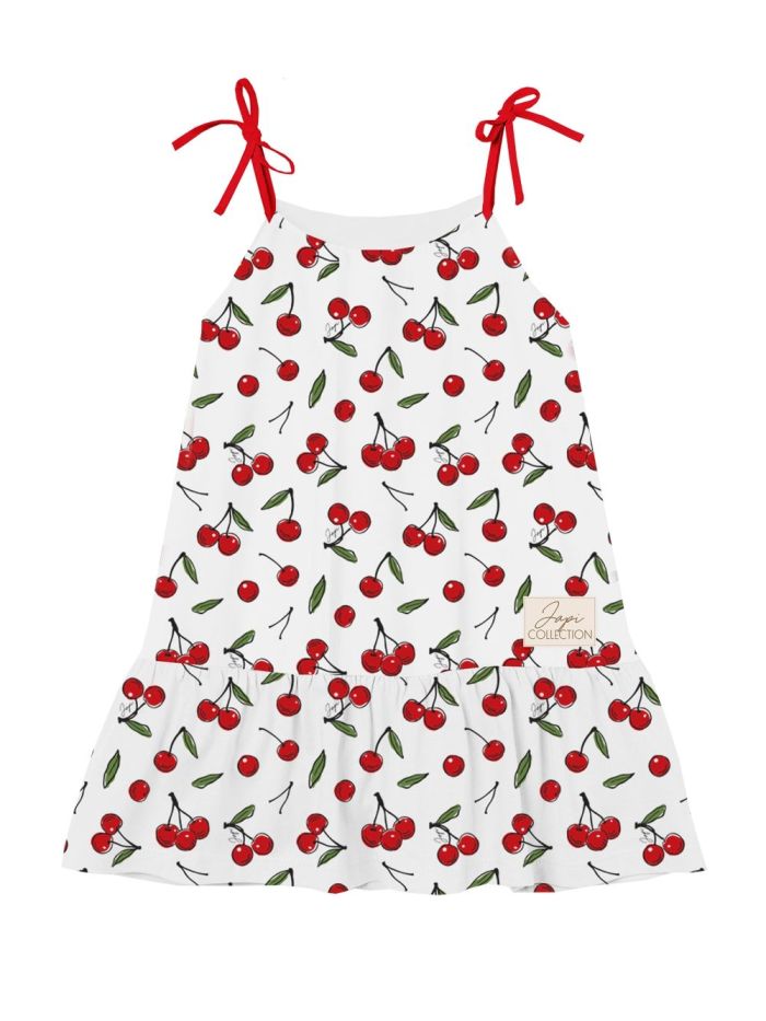 Šaty na ramienka s čerešňami