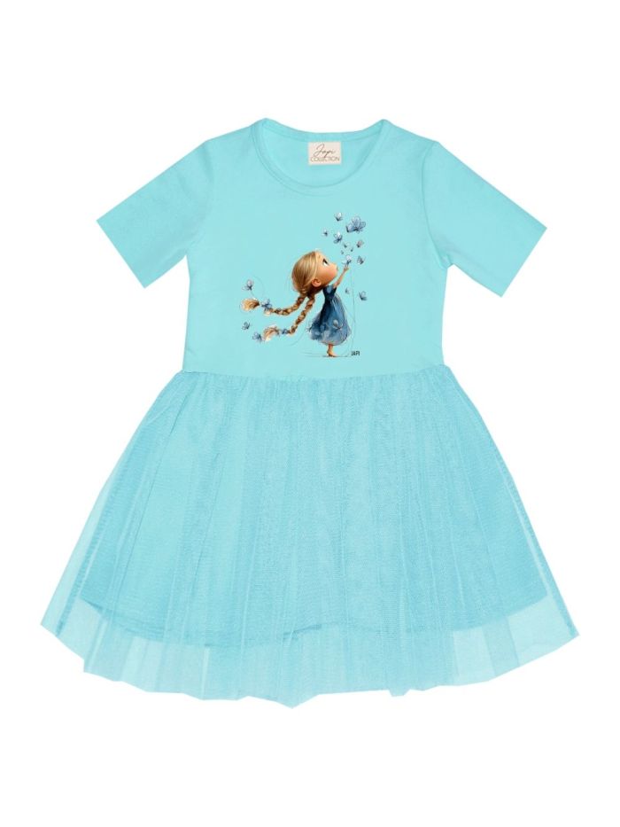 Dívčí šaty tyl GIRL and BUTTERFLIES s krátkým rukávem
