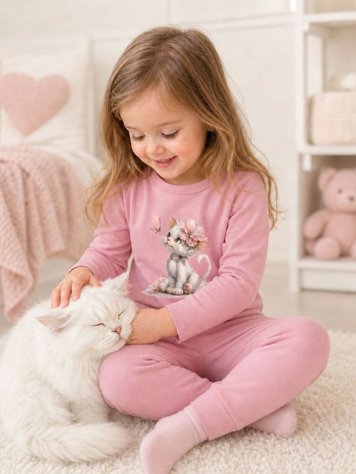 Dívčí tričko LITTLE SWEET CAT s dlouhým rukávem