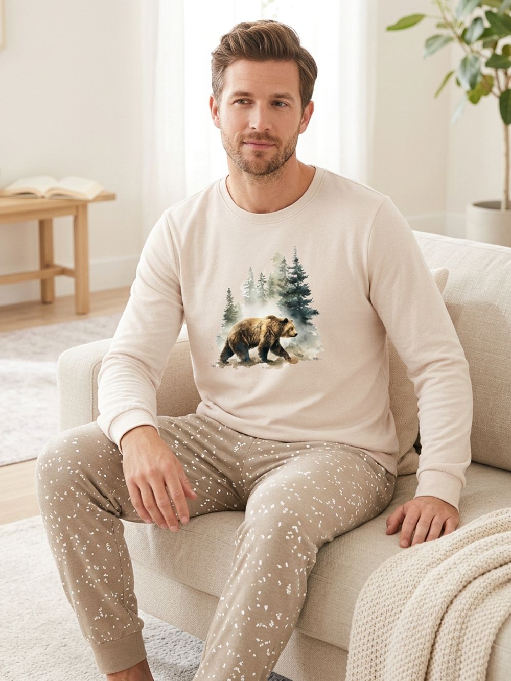 Pánské pyžamo FOREST BEAR s dlouhým rukávem