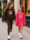 Dívčí šaty LEOPARD BLOOMs dlouhým rukávem