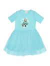 Dívčí šaty tyl GIRL IN TURQUOIS s krátkým rukávem