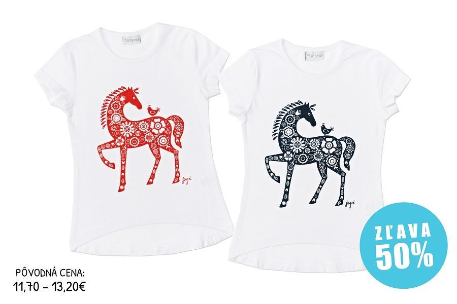 tričko dívčí Folk - Horse bílé KR